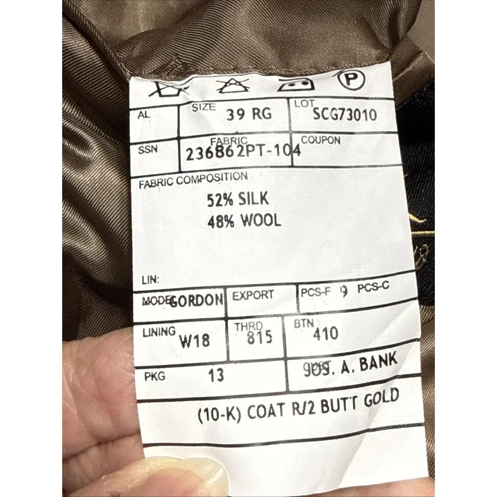 Jos‎ A Bank Signature Gold 39R Allure Houndstooth Silk Wool Classic Heritage